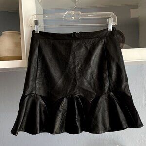 LaPina by David Helwani Black Leather Mini Skirt